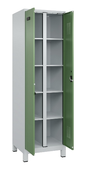 C+P Wäsche-Spind Evolo PLUS 049012-22B mit Füßen 2 Abt.je 400mm Zylinder (HxBxT) 1950x800x500mm 7035/3000