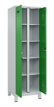 C+P Wäsche-Spind Evolo PLUS 049012-22B mit Füßen 2 Abt.je 400mm Zylinder (HxBxT) 1950x800x500mm 7035/3000