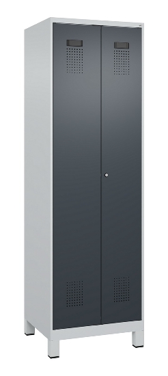 C+P Wäsche-Spind Evolo PLUS 049012-22B mit Füßen 2 Abt.je 400mm Zylinder (HxBxT) 1950x800x500mm 7035/3000