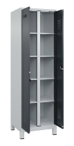 C+P Wäsche-Spind Evolo PLUS 049012-22B mit Füßen 2 Abt.je 400mm Zylinder (HxBxT) 1950x800x500mm 7035/3000