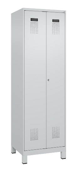 C+P Wäsche-Spind Evolo PLUS 049012-22B mit Füßen 2 Abt.je 400mm Zylinder (HxBxT) 1950x800x500mm 7035/3000
