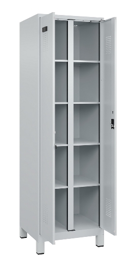 C+P Wäsche-Spind Evolo PLUS 049012-22B mit Füßen 2 Abt.je 400mm Zylinder (HxBxT) 1950x800x500mm 7035/3000