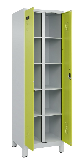 C+P Wäsche-Spind Evolo PLUS 049012-22B mit Füßen 2 Abt.je 400mm Zylinder (HxBxT) 1950x800x500mm 7035/3000