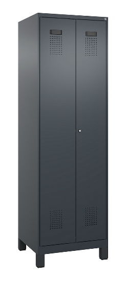 C+P Wäsche-Spind Evolo PLUS 049012-22B mit Füßen 2 Abt.je 400mm Zylinder (HxBxT) 1950x800x500mm 7035/3000