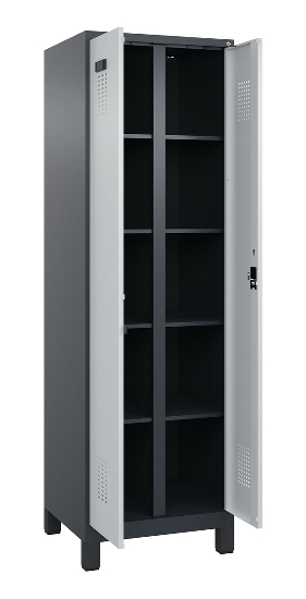 C+P Wäsche-Spind Evolo PLUS 049012-22B mit Füßen 2 Abt.je 400mm Zylinder (HxBxT) 1950x800x500mm 7035/3000