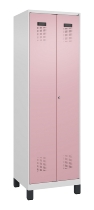C+P Wäsche-Spind Evolo PLUS 049012-22B mit Füßen 2 Abt.je 400mm Zylinder (HxBxT) 1950x800x500mm 7035/3000