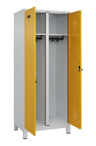 C+P Schwarz-Weiß-Spind Evolo PLUS 049012-22 mit Füßen 2 Abt.400mm Drehriegel (HxBxT) 1850x800x500mm 7016/7016
