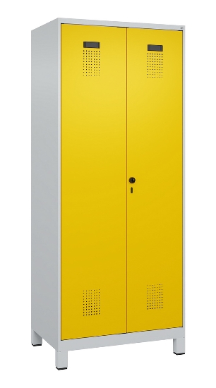 C+P Schwarz-Weiß-Spind Evolo PLUS 049012-22 mit Füßen 2 Abt.400mm Drehriegel (HxBxT) 1850x800x500mm 7016/7016