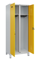 C+P Schwarz-Weiß-Spind Evolo PLUS 049012-22 mit Füßen 2 Abt.400mm Drehriegel (HxBxT) 1850x800x500mm 7016/7016