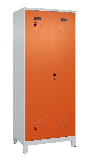 C+P Schwarz-Weiß-Spind Evolo PLUS 049012-22 mit Füßen 2 Abt.400mm Drehriegel (HxBxT) 1850x800x500mm 7016/7016