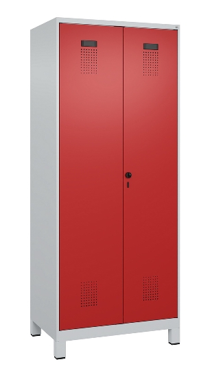 C+P Schwarz-Weiß-Spind Evolo PLUS 049012-22 mit Füßen 2 Abt.400mm Drehriegel (HxBxT) 1850x800x500mm 7016/7016