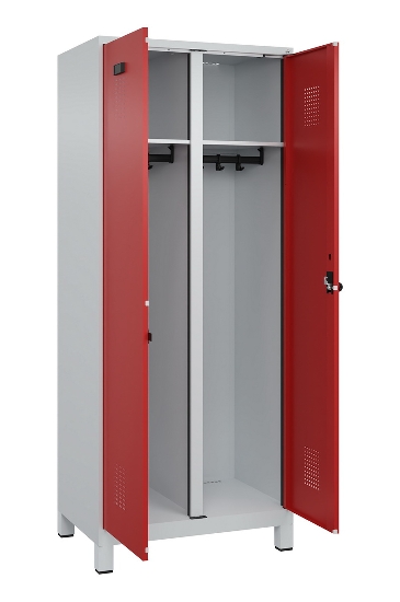 C+P Schwarz-Weiß-Spind Evolo PLUS 049012-22 mit Füßen 2 Abt.400mm Drehriegel (HxBxT) 1850x800x500mm 7016/7016