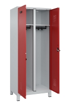 C+P Schwarz-Weiß-Spind Evolo PLUS 049012-22 mit Füßen 2 Abt.400mm Drehriegel (HxBxT) 1850x800x500mm 7016/7016