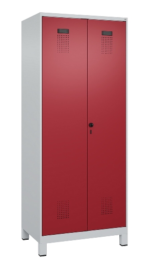 C+P Schwarz-Weiß-Spind Evolo PLUS 049012-22 mit Füßen 2 Abt.400mm Drehriegel (HxBxT) 1850x800x500mm 7016/7016