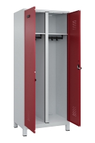 C+P Schwarz-Weiß-Spind Evolo PLUS 049012-22 mit Füßen 2 Abt.400mm Drehriegel (HxBxT) 1850x800x500mm 7016/7016