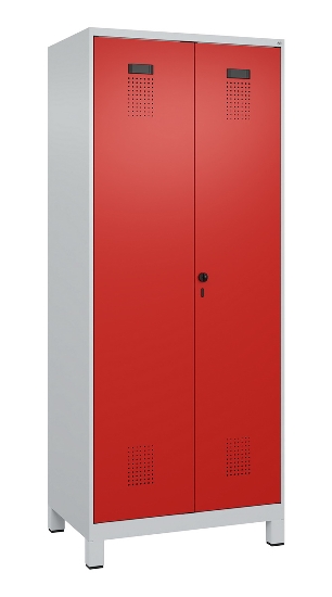 C+P Schwarz-Weiß-Spind Evolo PLUS 049012-22 mit Füßen 2 Abt.400mm Drehriegel (HxBxT) 1850x800x500mm 7016/7016