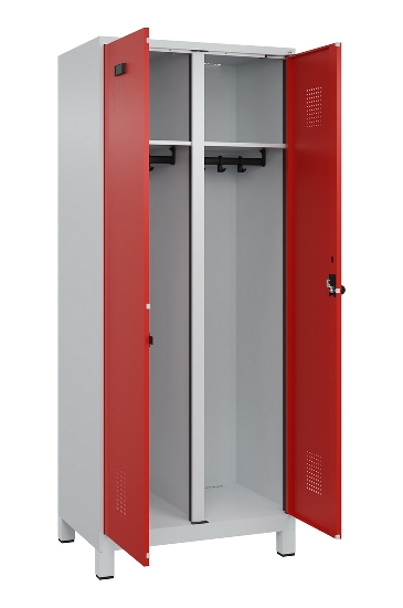 C+P Schwarz-Weiß-Spind Evolo PLUS 049012-22 mit Füßen 2 Abt.400mm Drehriegel (HxBxT) 1850x800x500mm 7016/7016