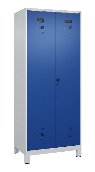 C+P Schwarz-Weiß-Spind Evolo PLUS 049012-22 mit Füßen 2 Abt.400mm Drehriegel (HxBxT) 1850x800x500mm 7016/7016