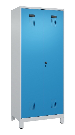 C+P Schwarz-Weiß-Spind Evolo PLUS 049012-22 mit Füßen 2 Abt.400mm Drehriegel (HxBxT) 1850x800x500mm 7016/7016