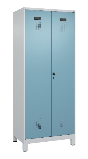 C+P Schwarz-Weiß-Spind Evolo PLUS 049012-22 mit Füßen 2 Abt.400mm Drehriegel (HxBxT) 1850x800x500mm 7016/7016