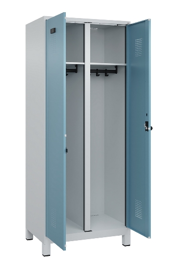 C+P Schwarz-Weiß-Spind Evolo PLUS 049012-22 mit Füßen 2 Abt.400mm Drehriegel (HxBxT) 1850x800x500mm 7016/7016