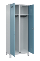C+P Schwarz-Weiß-Spind Evolo PLUS 049012-22 mit Füßen 2 Abt.400mm Drehriegel (HxBxT) 1850x800x500mm 7016/7016