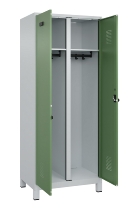 C+P Schwarz-Weiß-Spind Evolo PLUS 049012-22 mit Füßen 2 Abt.400mm Drehriegel (HxBxT) 1850x800x500mm 7016/7016