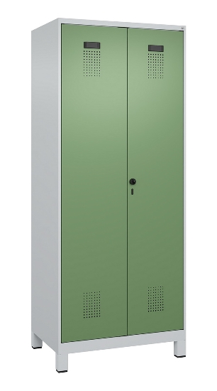 C+P Schwarz-Weiß-Spind Evolo PLUS 049012-22 mit Füßen 2 Abt.400mm Drehriegel (HxBxT) 1850x800x500mm 7016/7016