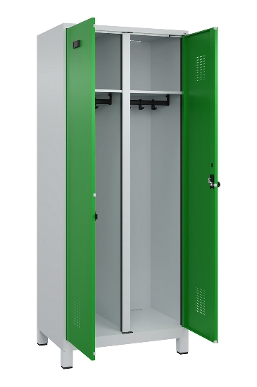 C+P Schwarz-Weiß-Spind Evolo PLUS 049012-22 mit Füßen 2 Abt.400mm Drehriegel (HxBxT) 1850x800x500mm 7016/7016