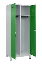 C+P Schwarz-Weiß-Spind Evolo PLUS 049012-22 mit Füßen 2 Abt.400mm Drehriegel (HxBxT) 1850x800x500mm 7016/7016