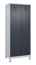 C+P Schwarz-Weiß-Spind Evolo PLUS 049012-22 mit Füßen 2 Abt.400mm Drehriegel (HxBxT) 1850x800x500mm 7016/7016