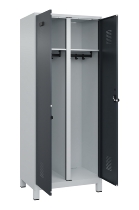 C+P Schwarz-Weiß-Spind Evolo PLUS 049012-22 mit Füßen 2 Abt.400mm Drehriegel (HxBxT) 1850x800x500mm 7016/7016