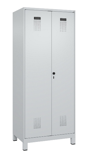 C+P Schwarz-Weiß-Spind Evolo PLUS 049012-22 mit Füßen 2 Abt.400mm Drehriegel (HxBxT) 1850x800x500mm 7016/7016