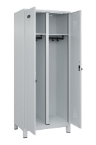 C+P Schwarz-Weiß-Spind Evolo PLUS 049012-22 mit Füßen 2 Abt.400mm Drehriegel (HxBxT) 1850x800x500mm 7016/7016