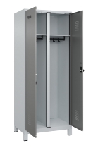 C+P Schwarz-Weiß-Spind Evolo PLUS 049012-22 mit Füßen 2 Abt.400mm Drehriegel (HxBxT) 1850x800x500mm 7016/7016
