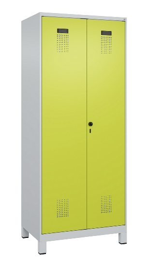 C+P Schwarz-Weiß-Spind Evolo PLUS 049012-22 mit Füßen 2 Abt.400mm Drehriegel (HxBxT) 1850x800x500mm 7016/7016