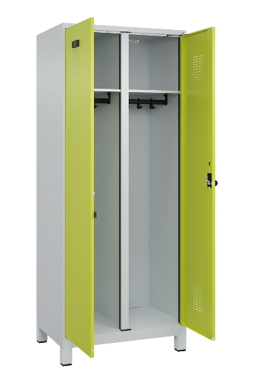 C+P Schwarz-Weiß-Spind Evolo PLUS 049012-22 mit Füßen 2 Abt.400mm Drehriegel (HxBxT) 1850x800x500mm 7016/7016