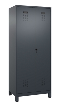 C+P Schwarz-Weiß-Spind Evolo PLUS 049012-22 mit Füßen 2 Abt.400mm Drehriegel (HxBxT) 1850x800x500mm 7016/7016