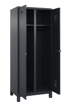 C+P Schwarz-Weiß-Spind Evolo PLUS 049012-22 mit Füßen 2 Abt.400mm Drehriegel (HxBxT) 1850x800x500mm 7016/7016