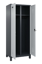 C+P Schwarz-Weiß-Spind Evolo PLUS 049012-22 mit Füßen 2 Abt.400mm Drehriegel (HxBxT) 1850x800x500mm 7016/7016