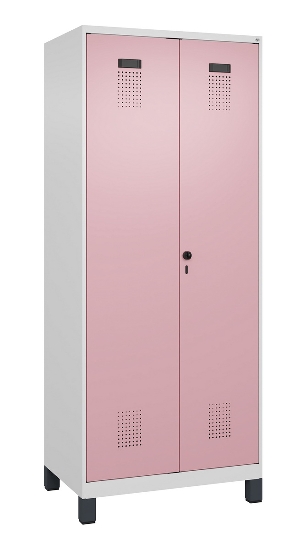 C+P Schwarz-Weiß-Spind Evolo PLUS 049012-22 mit Füßen 2 Abt.400mm Drehriegel (HxBxT) 1850x800x500mm 7016/7016
