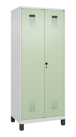 C+P Schwarz-Weiß-Spind Evolo PLUS 049012-22 mit Füßen 2 Abt.400mm Drehriegel (HxBxT) 1850x800x500mm 7016/7016