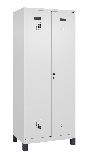 C+P Schwarz-Weiß-Spind Evolo PLUS 049012-22 mit Füßen 2 Abt.400mm Drehriegel (HxBxT) 1850x800x500mm 7016/7016