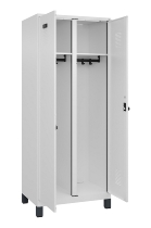 C+P Schwarz-Weiß-Spind Evolo PLUS 049012-22 mit Füßen 2 Abt.400mm Drehriegel (HxBxT) 1850x800x500mm 7016/7016