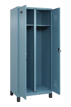 C+P Schwarz-Weiß-Spind Evolo PLUS 049012-20 mit Füßen 2 Abt.300mm Zylinder (HxBxT) 1850x600x500mm 0010/0010