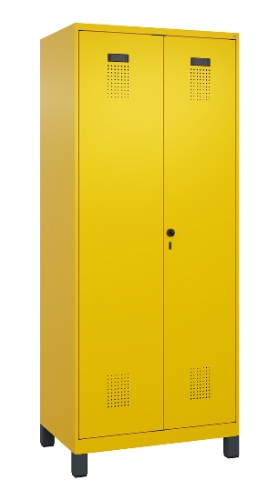 C+P Schwarz-Weiß-Spind Evolo PLUS 049012-20 mit Füßen 2 Abt.300mm Zylinder (HxBxT) 1850x600x500mm 0010/0010