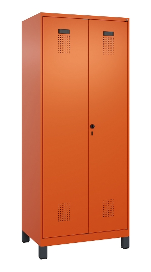 C+P Schwarz-Weiß-Spind Evolo PLUS 049012-20 mit Füßen 2 Abt.300mm Zylinder (HxBxT) 1850x600x500mm 0010/0010