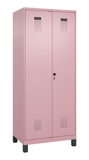 C+P Schwarz-Weiß-Spind Evolo PLUS 049012-20 mit Füßen 2 Abt.300mm Zylinder (HxBxT) 1850x600x500mm 0010/0010