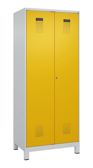 C+P Schwarz-Weiß-Spind Evolo PLUS 049012-22 mit Füßen 2 Abt.400mm Drehriegel (HxBxT) 1850x800x500mm 7016/7016