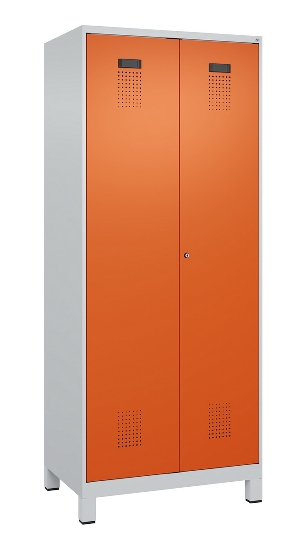 C+P Schwarz-Weiß-Spind Evolo PLUS 049012-22 mit Füßen 2 Abt.400mm Drehriegel (HxBxT) 1850x800x500mm 7016/7016